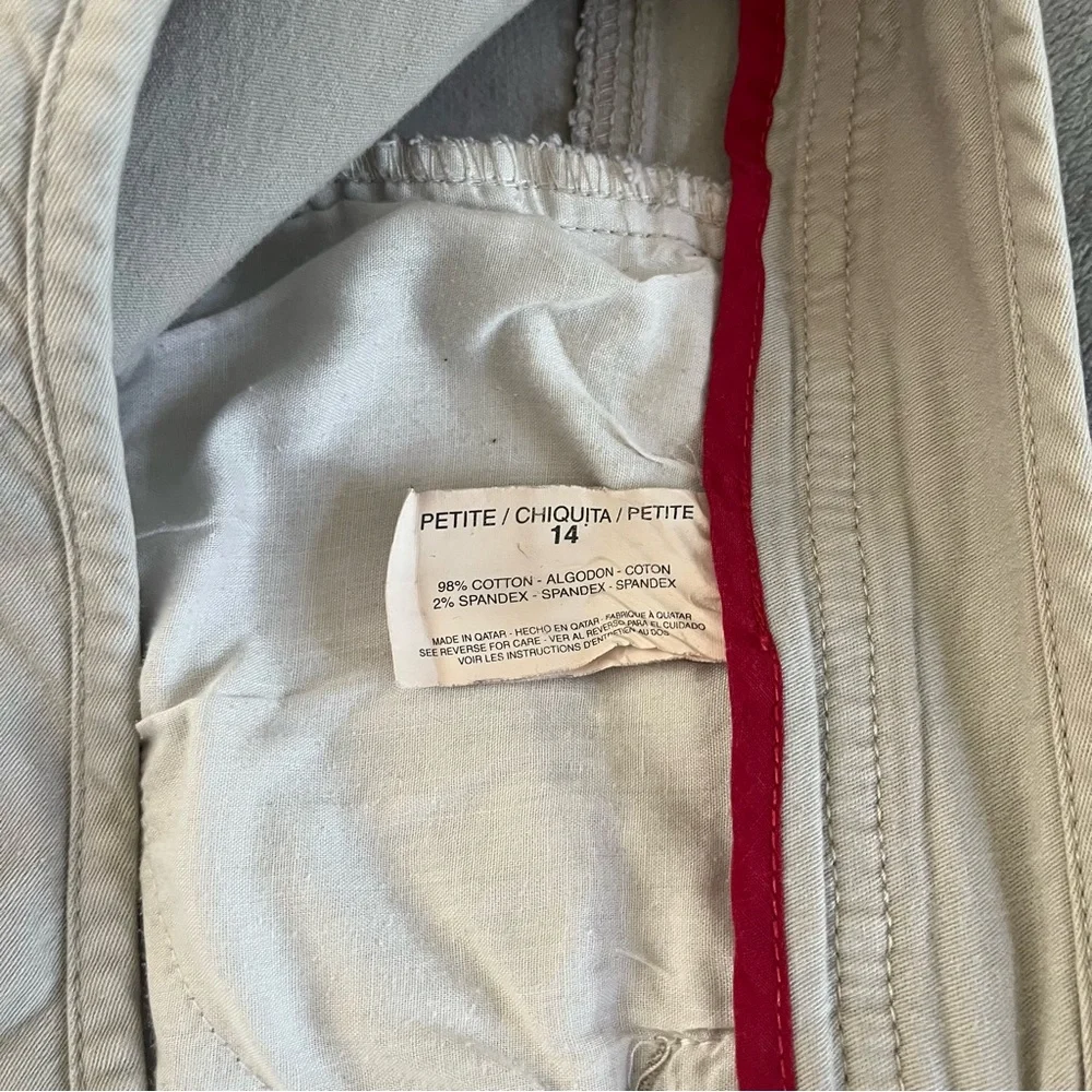 Vintage Gloria Vanderbilt Women Capri Cropped Pants Size 14P Beige Lace up Front